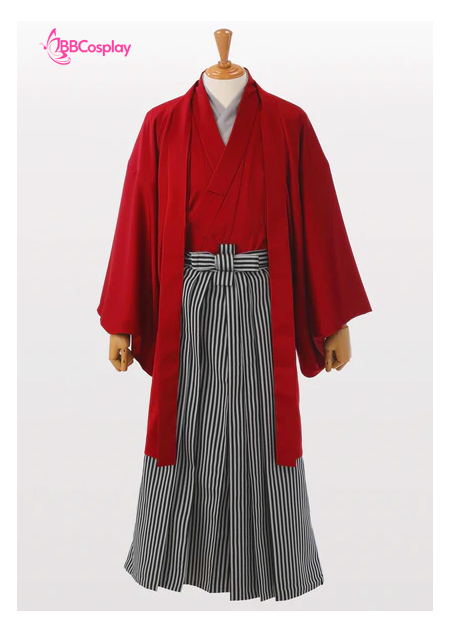 Trang Phục Samurai Áo Đỏ Quần Đen Sọc Trắng Có Kèm Khoác - HÀNG SHOP MAY