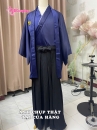 Trang Phục Samurai Áo Xanh Dương Hakama Đen Có Kèm Khoác Xanh Thêu Logo Hạc - HÀNG SHOP MAY