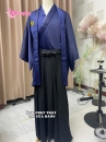 Trang Phục Samurai Áo Xanh Dương Hakama Đen Có Kèm Khoác Xanh Thêu Logo Hạc - HÀNG SHOP MAY
