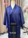 Trang Phục Samurai Áo Xanh Dương Hakama Đen Có Kèm Khoác Xanh Thêu Logo Hạc - HÀNG SHOP MAY