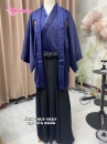 Trang Phục Samurai Áo Xanh Dương Hakama Đen Có Kèm Khoác Xanh Thêu Logo Hạc - HÀNG SHOP MAY