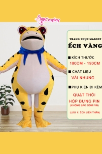 Mascot Ếch Vàng Bơm Hơi Liền Thân - Vải Nhung