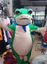 Mascot Ếch Xanh Bơm Hơi Liền Thân - Vải Nhung