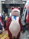 Mascot Ếch Đỏ Bơm Hơi Liền Thân - Vải Nhung