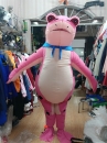 Mascot Ếch Hồng Bơm Hơi Liền Thân - Vải Nhung