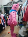 Mascot Ếch Hồng Bơm Hơi Liền Thân - Vải Nhung