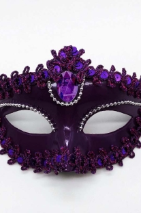 Mặt Nạ Nửa Mặt Đính Hột - Màu Tím Đậm