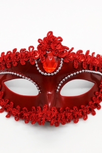 Mặt Nạ Nửa Mặt Đính Hột - Màu Đỏ