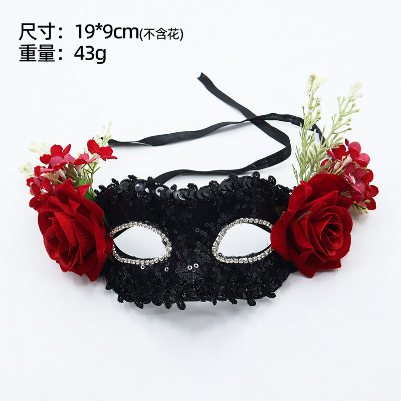 Mặt Nạ Nửa Mặt Ren Hoa Hồng Đen