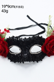 Mặt Nạ Nửa Mặt Ren Hoa Hồng Đen