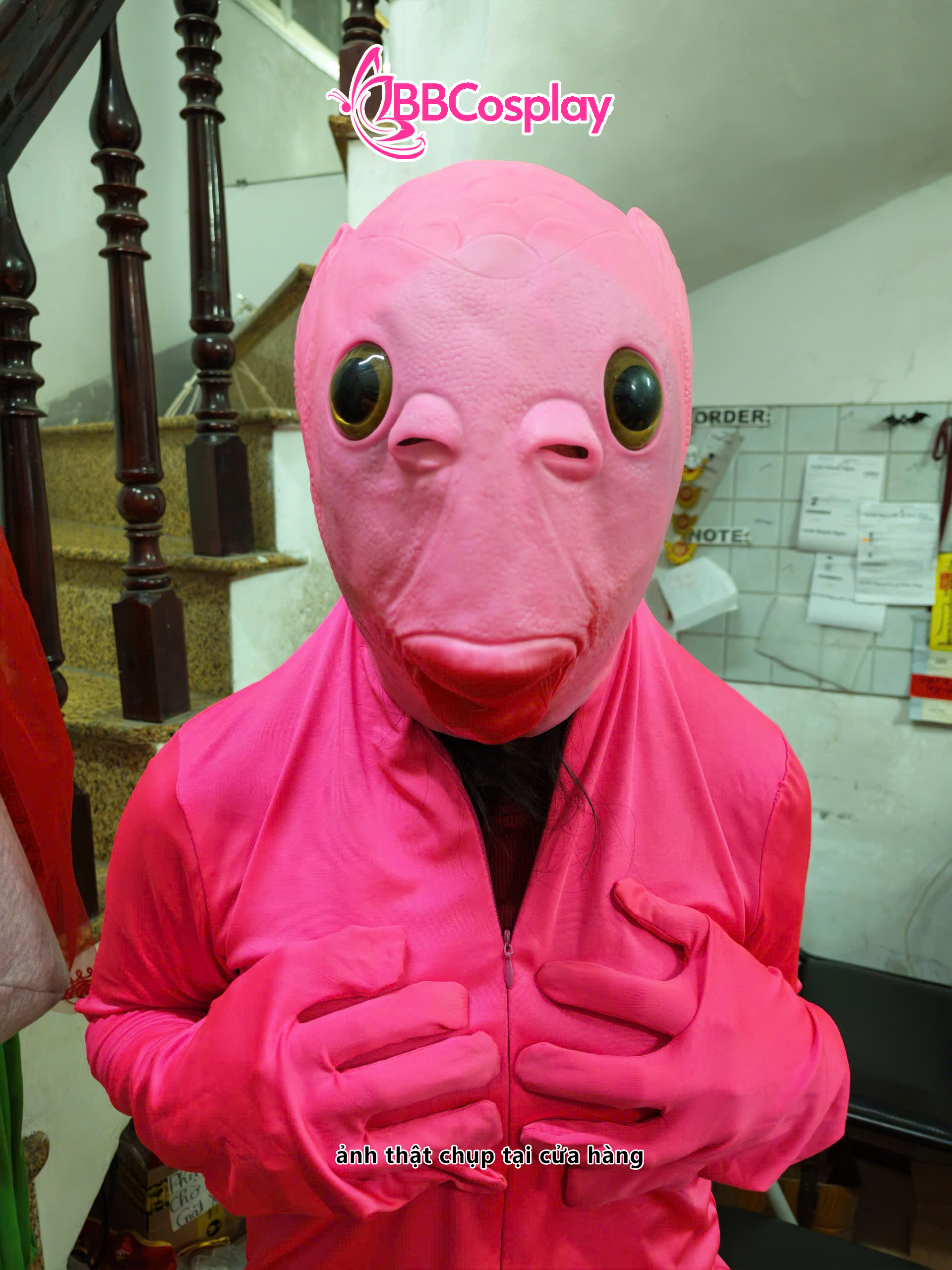 Mặt Nạ Cá Silicon - Mặt Nạ Cá Hồng Môi Đỏ