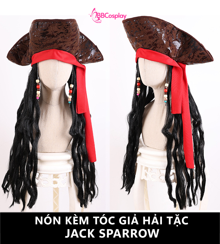 Nón Cướp Biển Kèm Tóc Giả Phong Cách Jack Sparrow