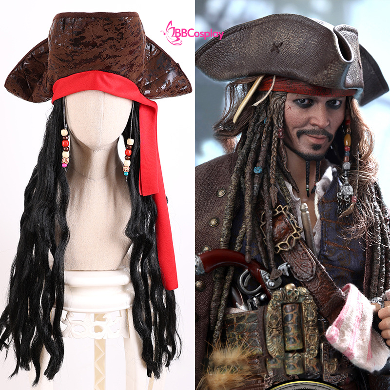 Nón Cướp Biển Kèm Tóc Giả Phong Cách Jack Sparrow