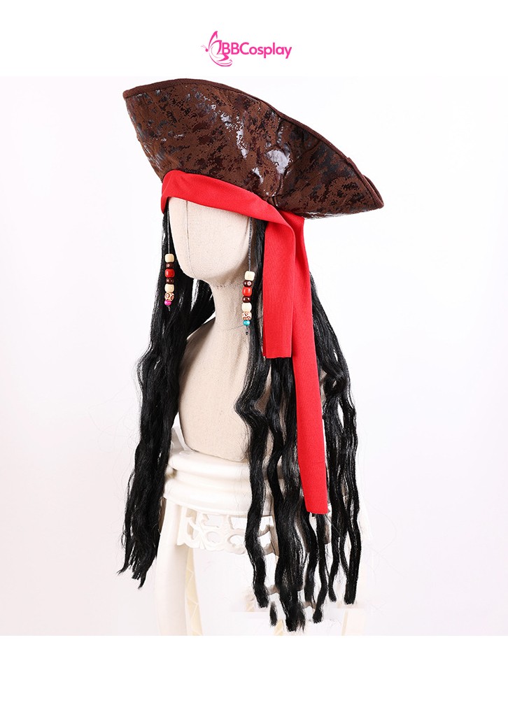 Nón Cướp Biển Kèm Tóc Giả Phong Cách Jack Sparrow