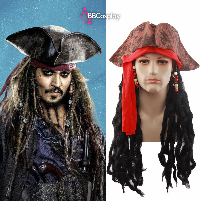 Nón Cướp Biển Kèm Tóc Giả Phong Cách Jack Sparrow