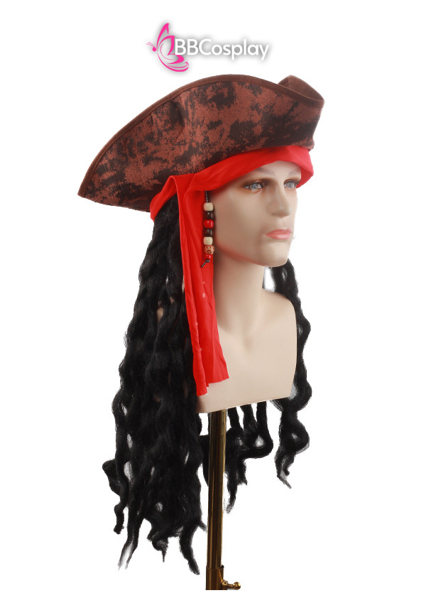 Nón Cướp Biển Kèm Tóc Giả Phong Cách Jack Sparrow