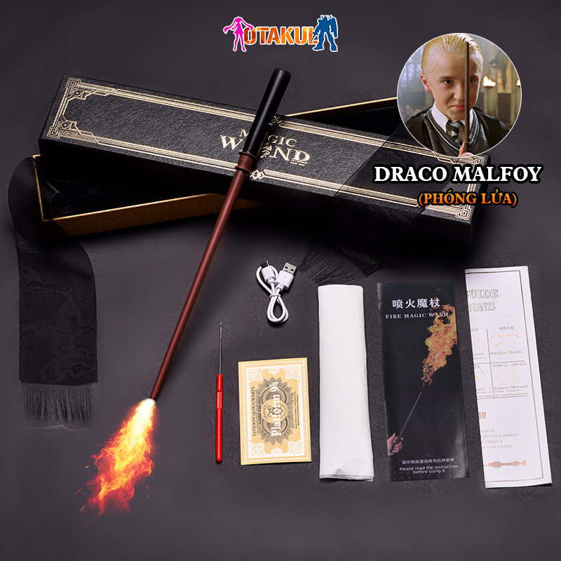 Đũa Phép Draco Malfoy Phóng Lửa Điện Kèm Sạc USB