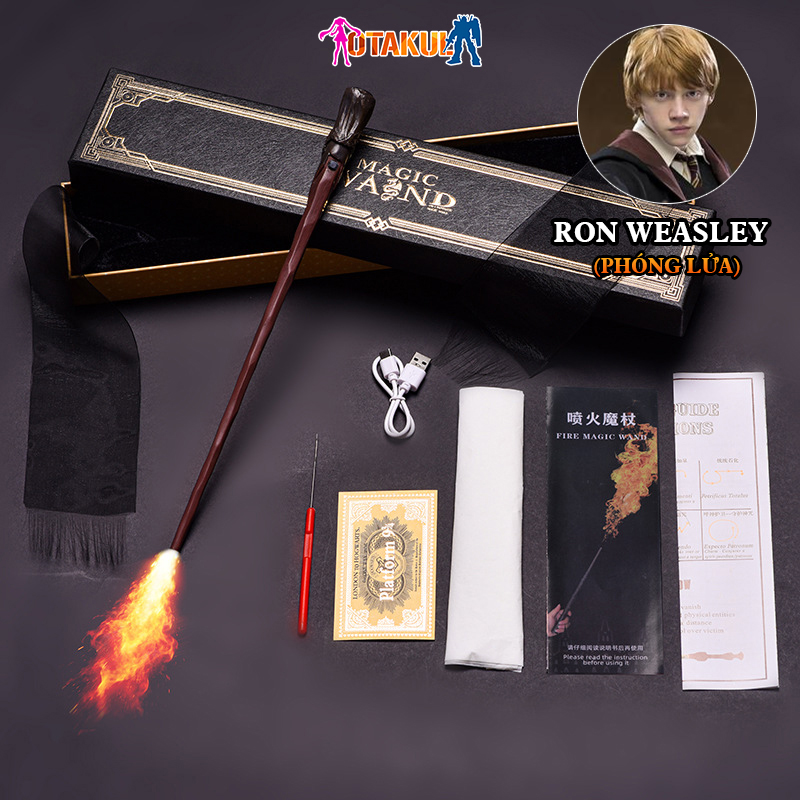 Đũa Phép Ron Weasley Phóng Lửa Điện Kèm Sạc USB