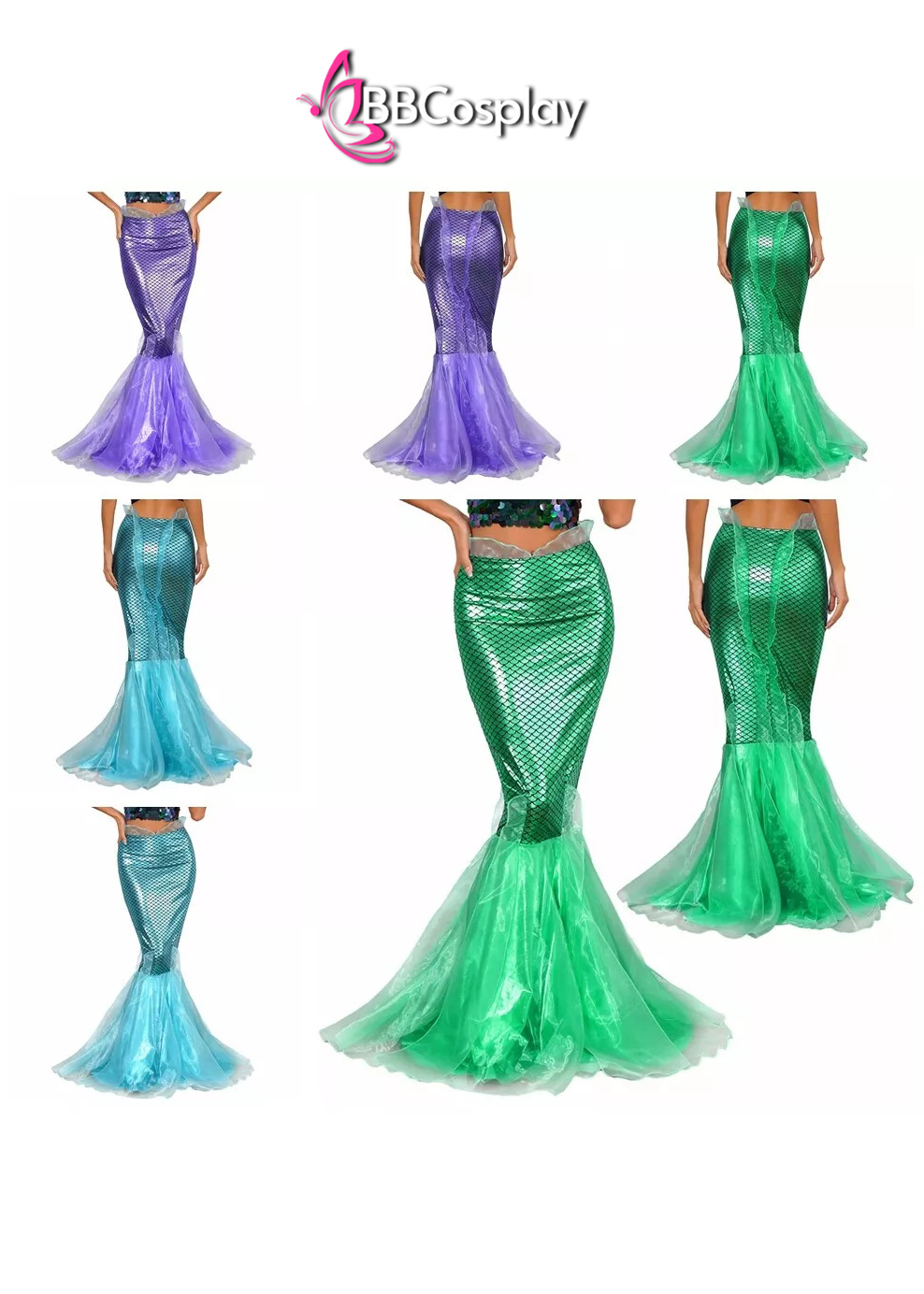 Trang Phục Nàng Tiên Cá Xanh Dương Có Vây Sau Lưng