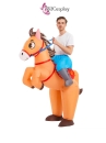 Mascot Ngựa Cưỡi Lucky Lucke - Ngựa Nâu Bơm Hơi