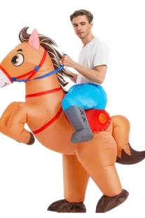 Mascot Ngựa Cưỡi Lucky Lucke - Ngựa Nâu Bơm Hơi