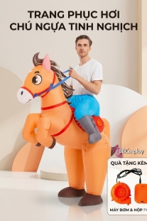 Mascot Ngựa Cưỡi Lucky Lucke - Ngựa Nâu Bơm Hơi