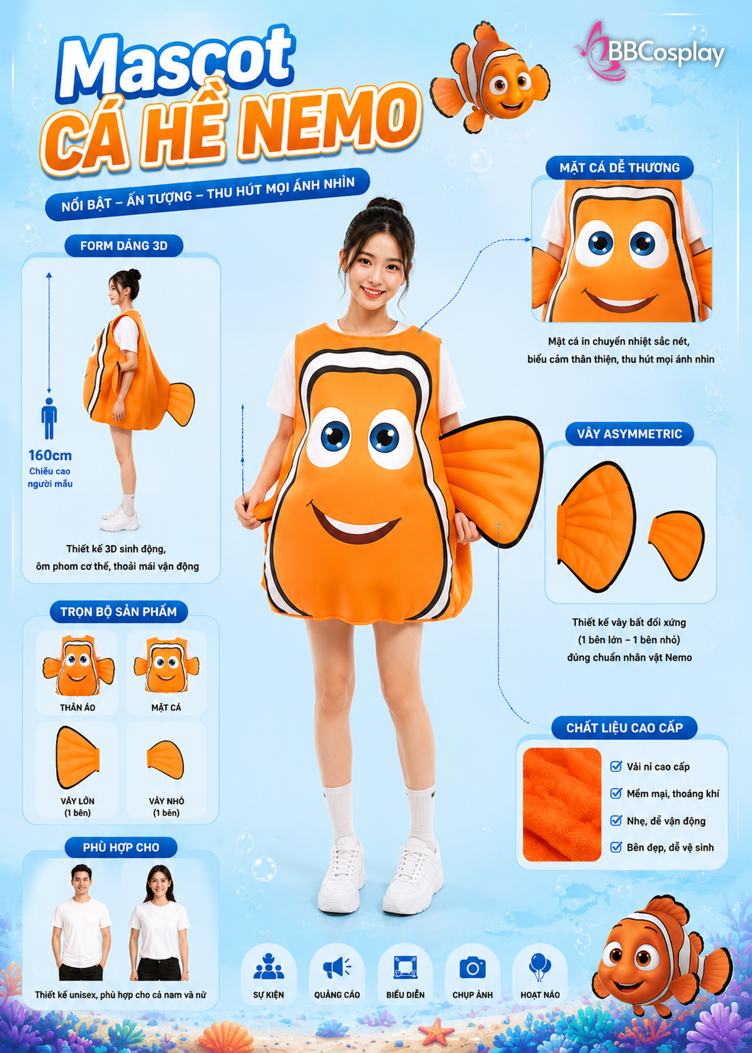 Trang Phục Mascot Cá Nemo