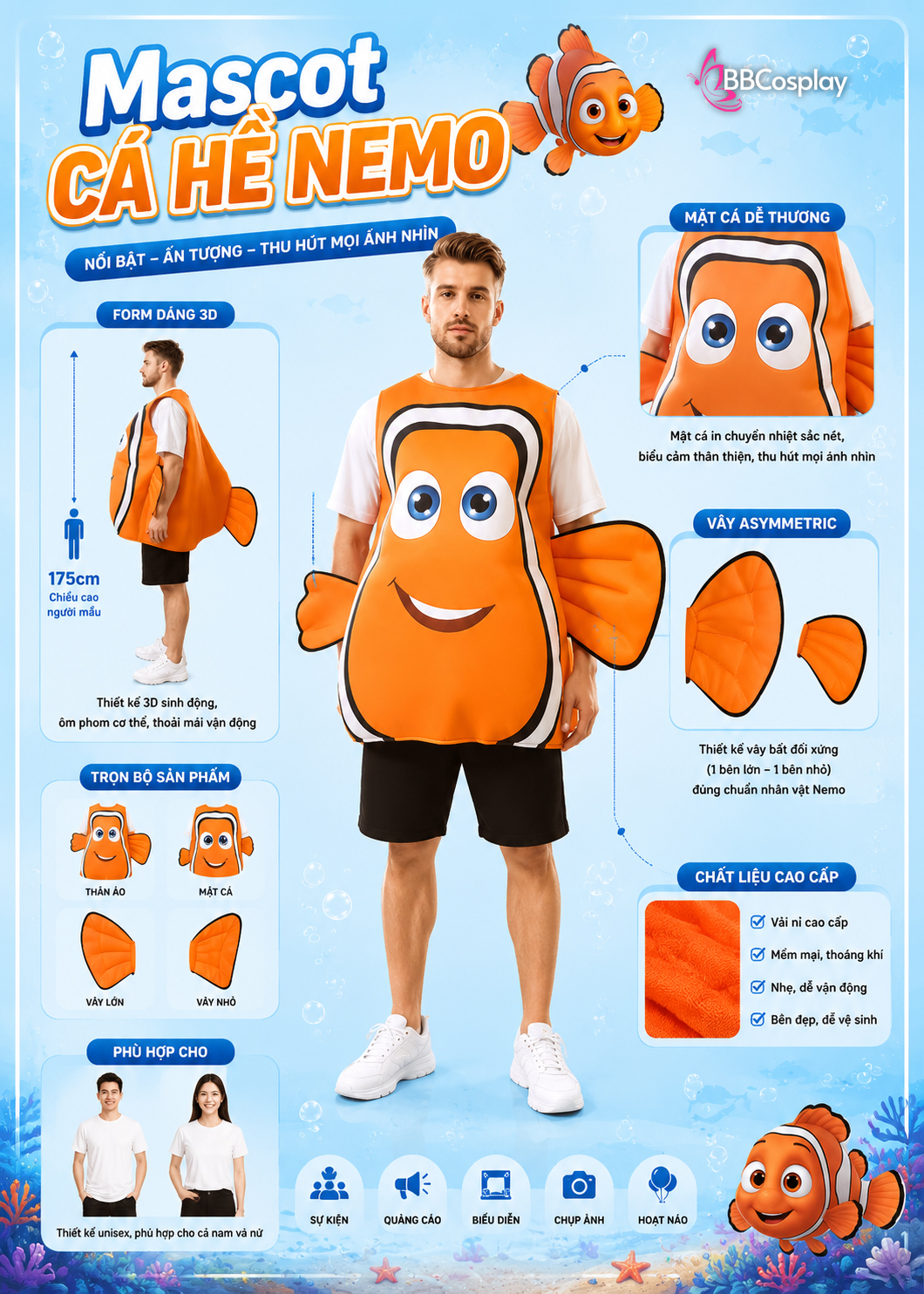 Trang Phục Mascot Cá Nemo