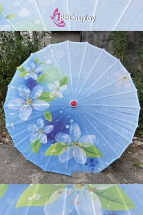 Dù Vải Cổ Trang Xanh Hoa Trắng Lá Xanh