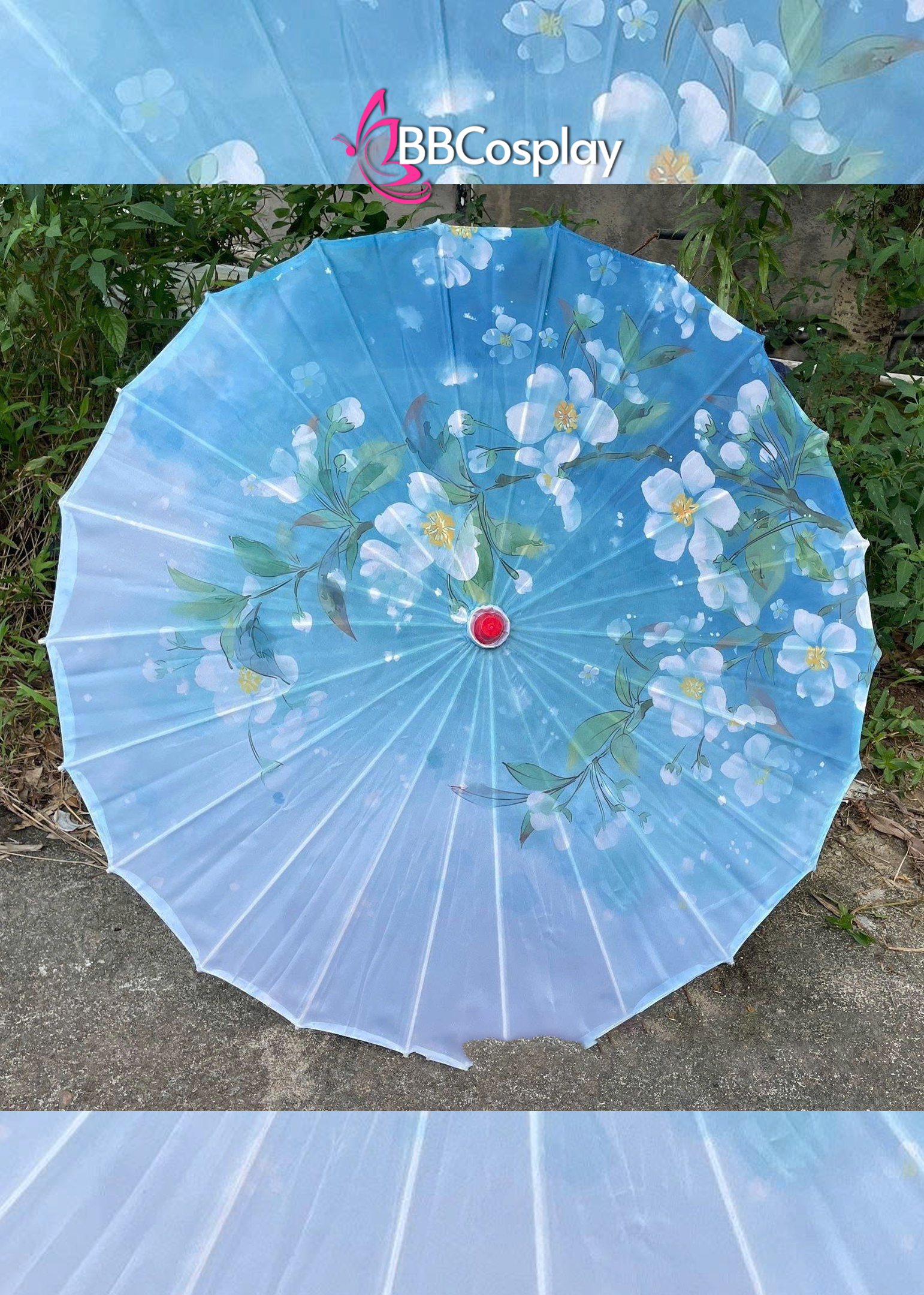 Dù Vải Cổ Trang Xanh Hoa Xuyến Chi