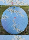 Dù Vải Cổ Trang Xanh Hoa Đào Trắng