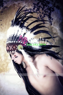 Nón Thổ Dân Lông Đen Trắng Dài - Có Hình Thật