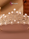 Vương Miện Tiara Hoạ Tiết Lá Và Ngọc Trai