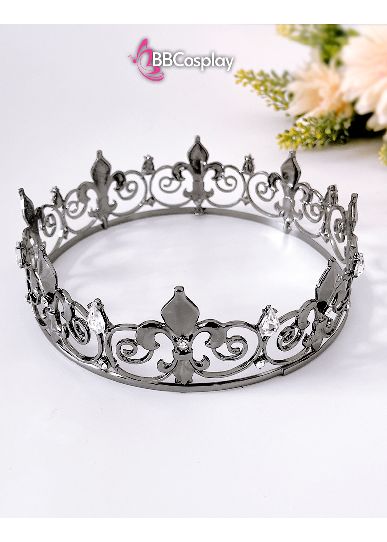 Vương Miện Hoạ Tiết Hoa Bách Hợp Cách Điệu - Màu Đen