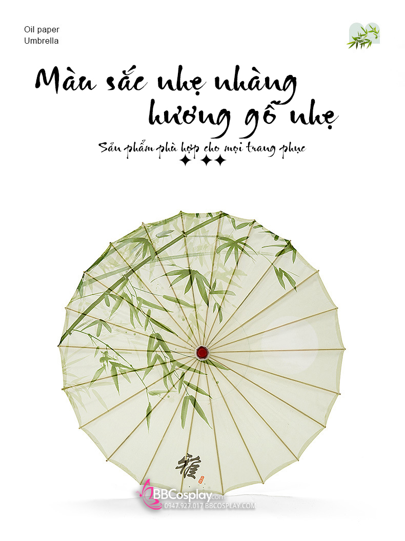 Dù Vải Cổ Phong Cành Liễu Và Đôi Yến Trắng