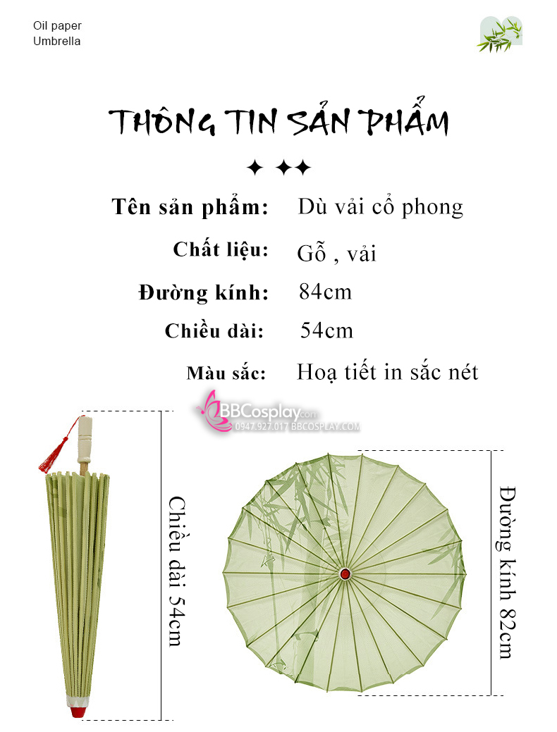 Dù Vải Cổ Phong Cành Liễu Và Đôi Yến Trắng