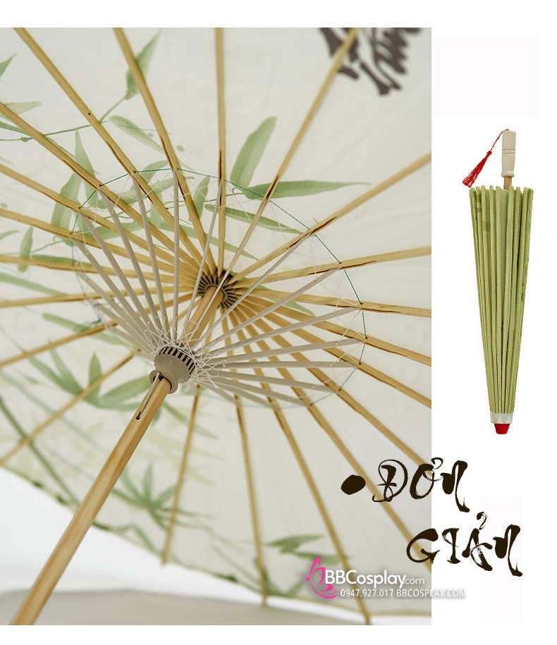 Dù Vải Cổ Phong Cành Liễu Và Đôi Yến Trắng