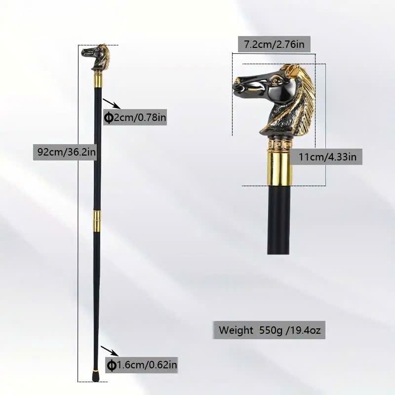 Gậy Quý Tộc Kim Loại Đầu Ngựa Đen