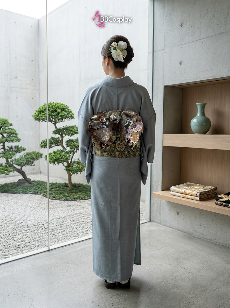 Yukata Xanh Nhạt Trơn - Yukata Kami