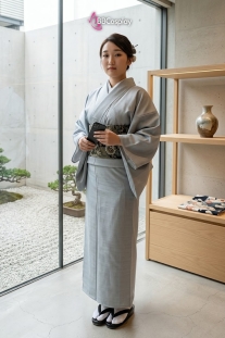 Yukata Xanh Nhạt Trơn - Yukata Kami