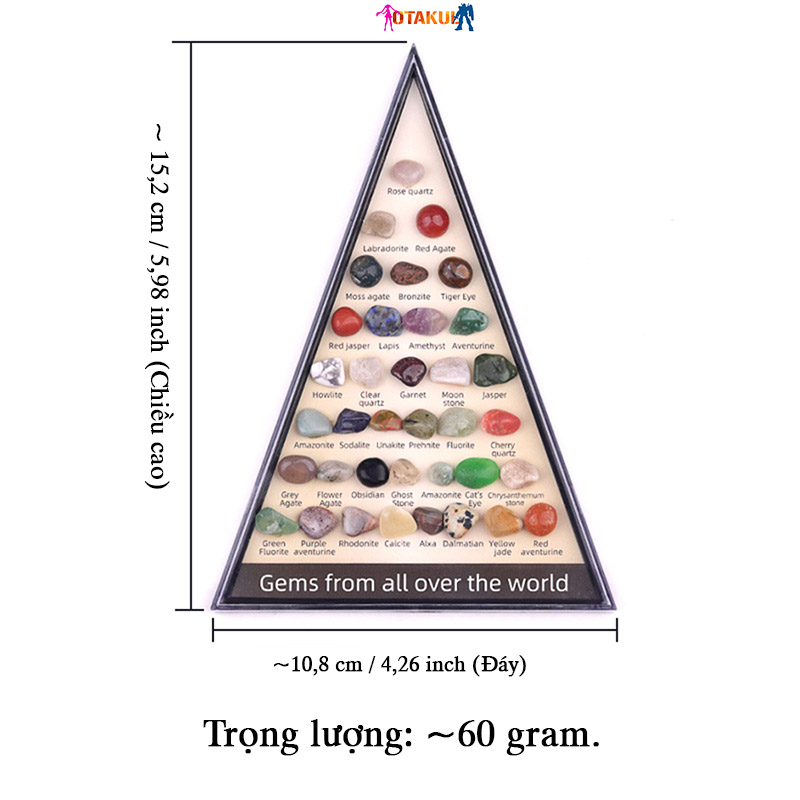Hộp Tháp 36 Viên Đá Thanh Tẩy Tarot Thiên Nhiên OTAKUL - Bộ Tinh Thể Cân Bằng Năng Lượng Nhỏ Gọn