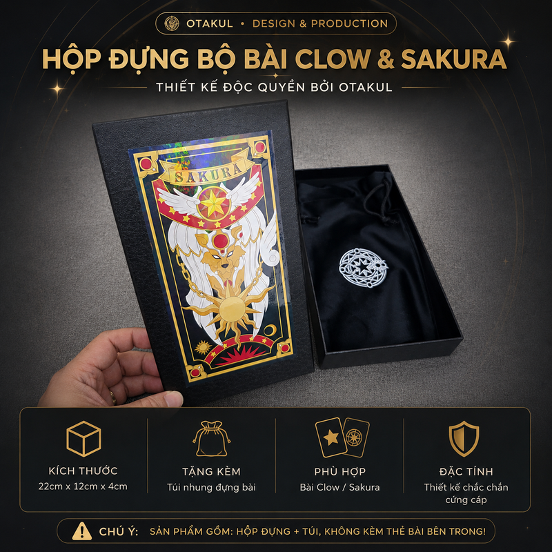 Hộp Đen Bảo Vệ Bộ Bài Sakura Cao Cấp OTAKUL - Hộp Lưu Trữ Thảm Trải Bài Và Phụ Kiện Sưu Tập Đa Năng