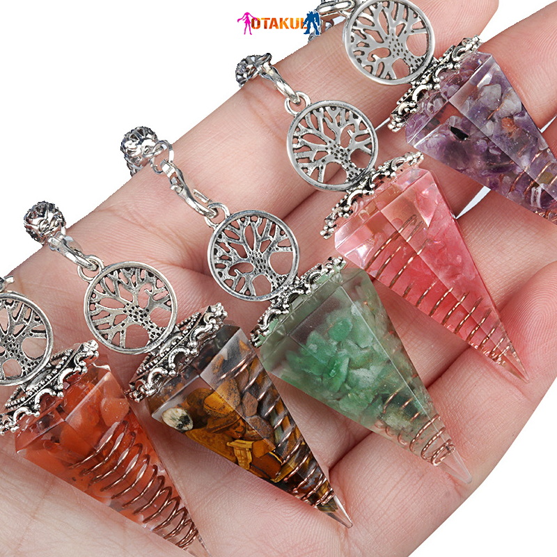 Con Lắc Đá Thanh Tẩy Tarot Lục Giác Năng Lượng OTAKUL - Dây Chuyền Tinh Thể Định Hướng Trực Giác