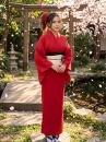 Trang Phục Yukata Đỏ Trơn - Mẫu Chuẩn Nhật (HÀNG SHOP MAY)
