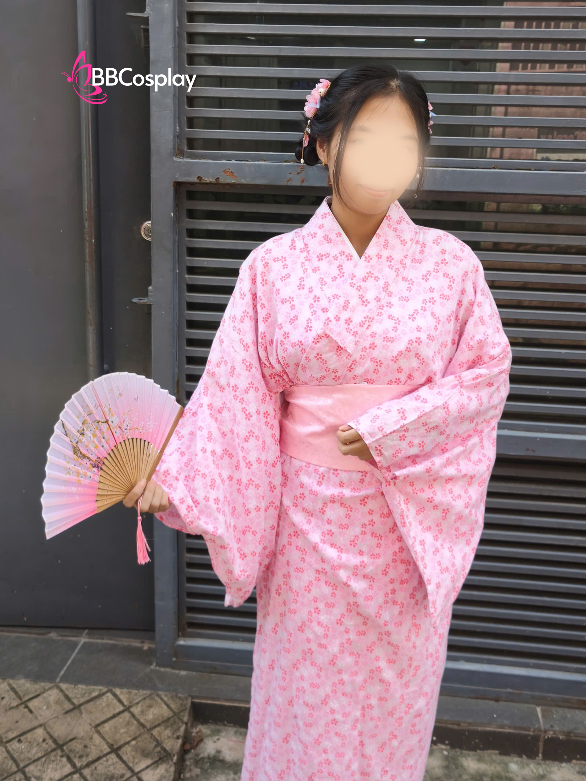 Trang Phục Yukata Nhật Bản Hoạ Tiết Cánh Hoa Anh Đào Nhỏ