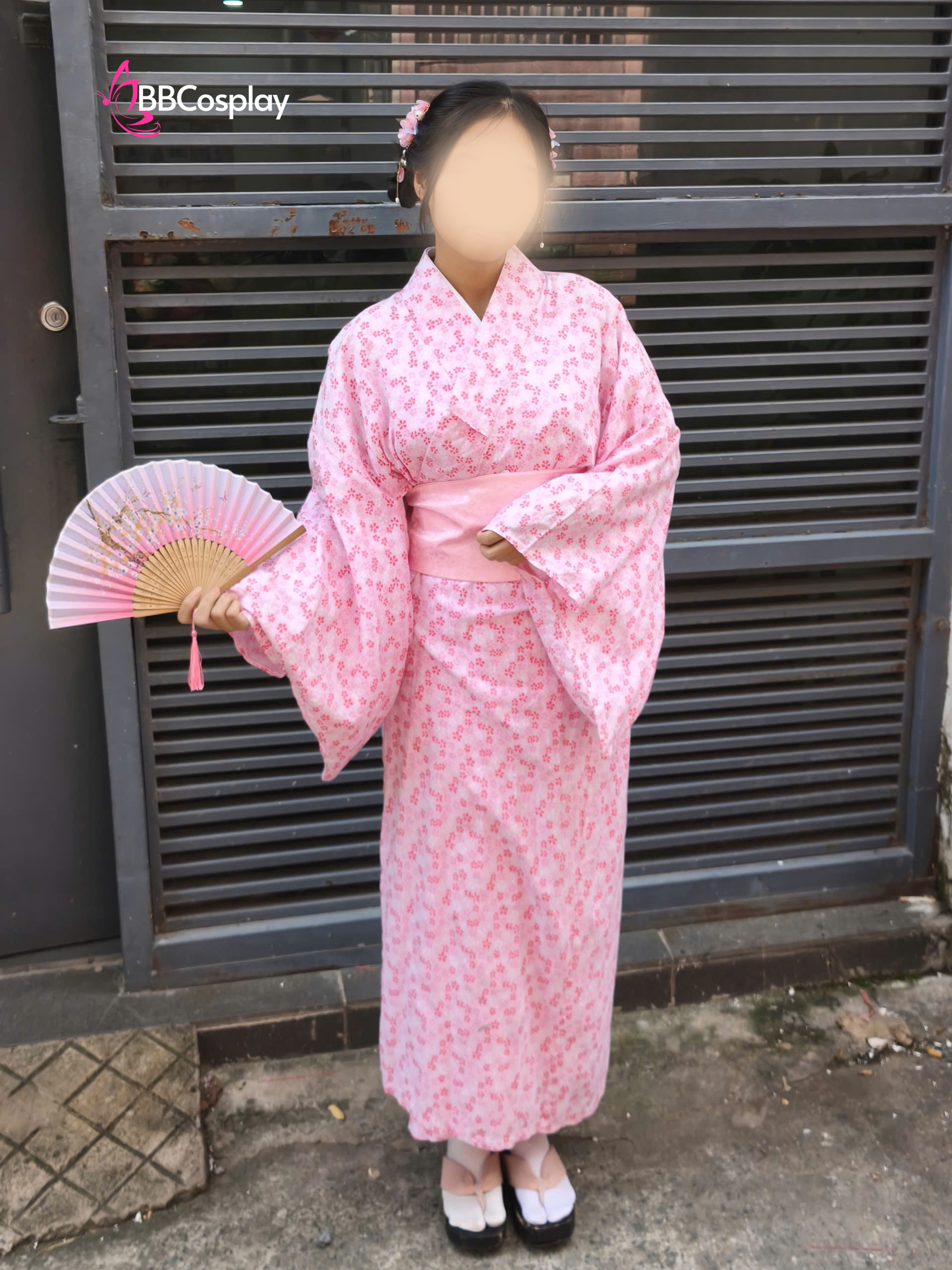 Trang Phục Yukata Nhật Bản Hoạ Tiết Cánh Hoa Anh Đào Nhỏ