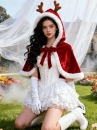 Choàng Đỏ Noel Viền Lông Có Nón Có Sừng Tuần Lộc