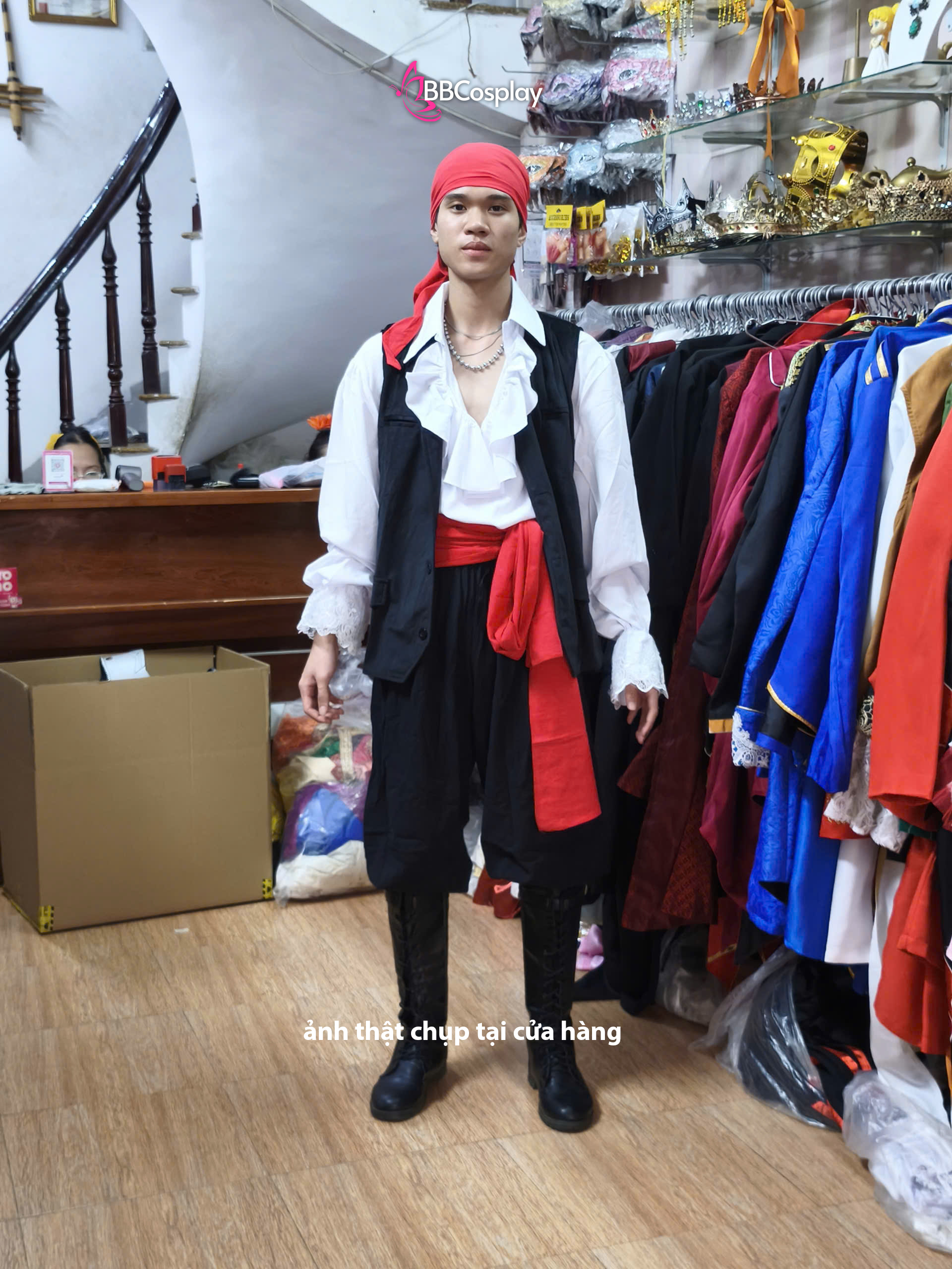 Trang Phục Nam Thuyền Trưởng Huyết Nguyệt (Captain Bloodmoon) - Có Kèm Ghi Lê Đen Nhung