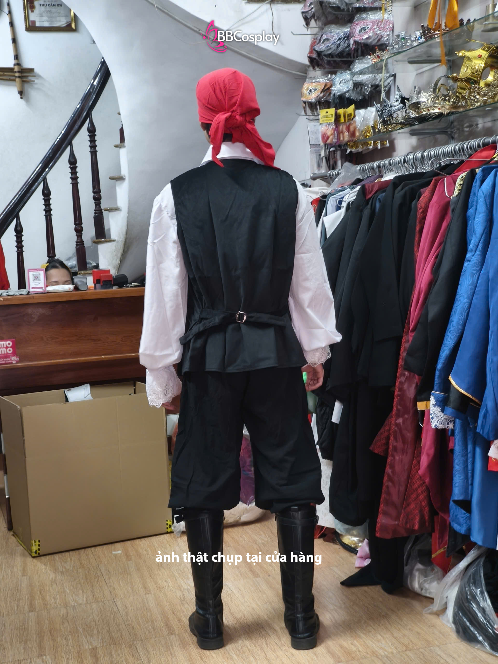 Trang Phục Nam Thuyền Trưởng Huyết Nguyệt (Captain Bloodmoon) - Có Kèm Ghi Lê Đen Nhung