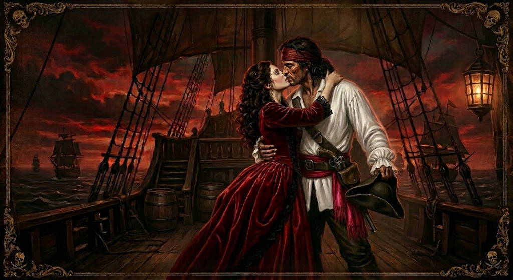 Trang Phục Nam Thuyền Trưởng Huyết Nguyệt (Captain Bloodmoon) - Có Kèm Ghi Lê Đen Nhung